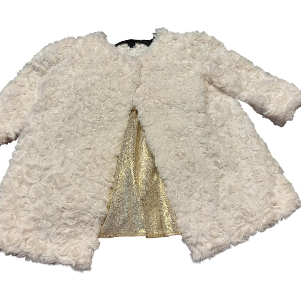 NWT Bonnie Baby 3/6M Gold Shimmering Dress with “fur” coat